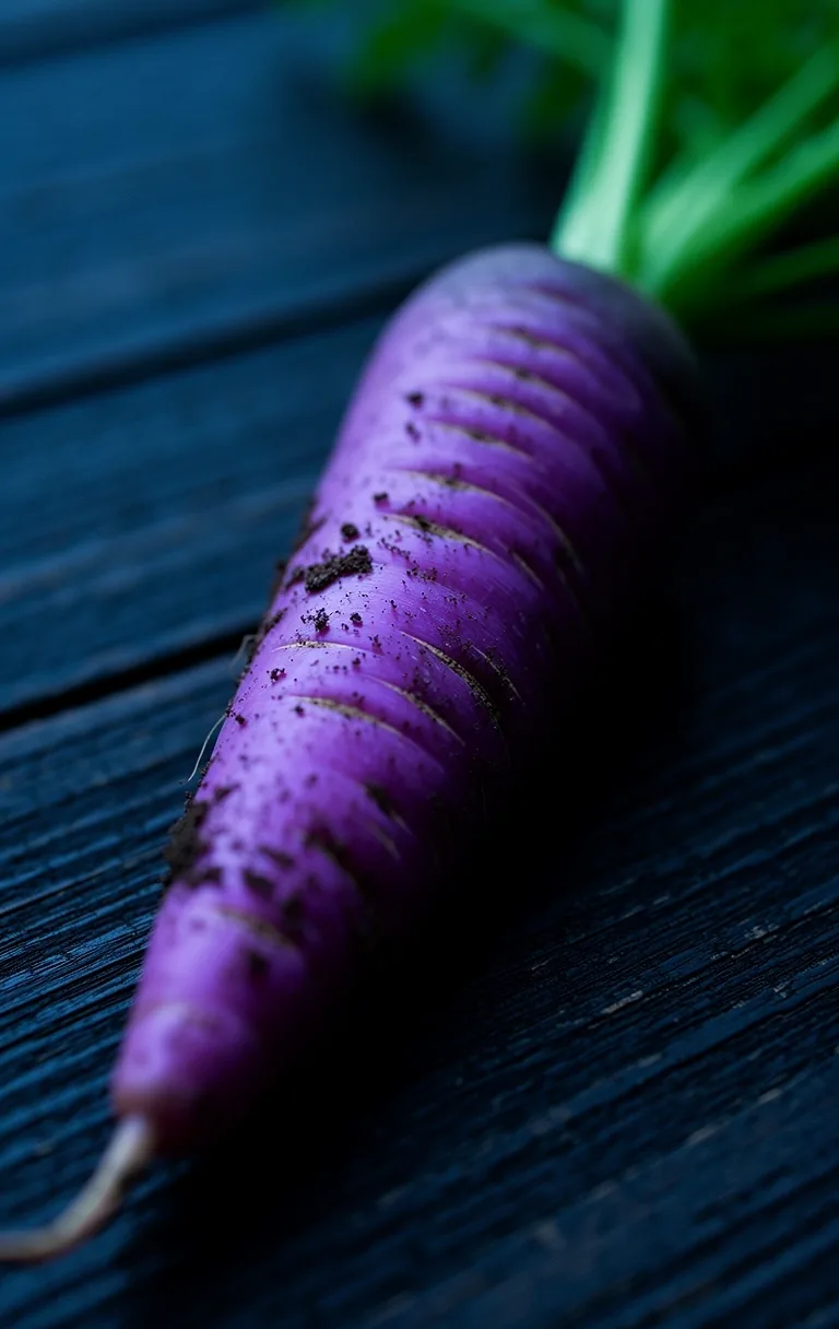 Macro focus on a raw root vegetable